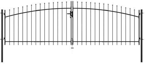 JUDYY Puerta Doble para Valla con Puntas de Lanza, Vallas para Jardin, Vallas Metalicas, Paneles De Valla, Puerta Jardin Metalica, 400x200 cm