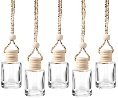 5 Pcs Air Freshener, Bottles,Refillable Perfume Essential Oil Diffuser Empty Glass Car Hanging Diffuser for Car Home Office,5ml