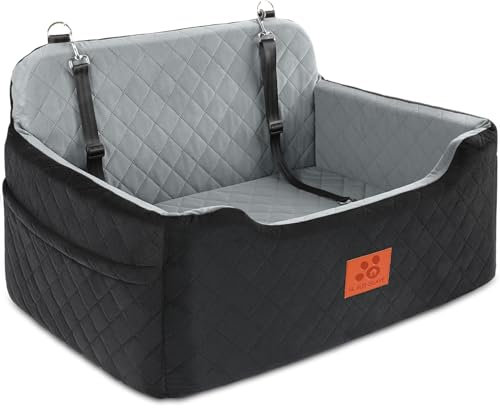 GL GLENSLAVE Hunde Autositze für mittlere/große, Hundesitz für Hunde unter 22Kgs oder 2 kleine, Abnehmbarer und waschbarer Autositz für Haustiere, Große Hundeautositz(Schwarz/Grau)