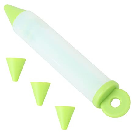 GRIRIW Silikon Schreibstift Lebensmittelqualität Spritzstift Für Kuchendekoration Kekse Gebäck Grün Mit 4 Austauschbaren Tüllen