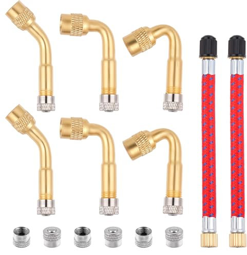 14 Stück Ventilverlängerung Autoventil Set 45 90 135 Grad Ventilverlängerung Adapter Utoventil Adapter Winkelventil 2 Stück Verlängerung Autoventils Asapte Mit 6 Ventilkappen Für Auto Motorrad