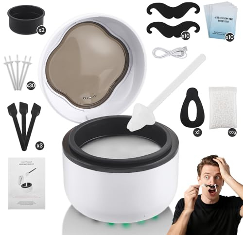 Kit de Cire pour le Nez pour Hommes et Femmes, Kit D'épilation du Nez, Épilateur de Poils pour Oreilles, Sourcils, Barbe, Mini Chauffe-cire Portable avec 100g de Cire, 30 Bâtons de Poils de N ez,etc.