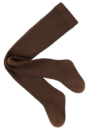 Mjjsk Medias térmicas para niñas, medias cálidas de invierno para niños, sólidas, elásticas, suaves, de punto, leggings escolares, medias diarias, café, 1-2 años