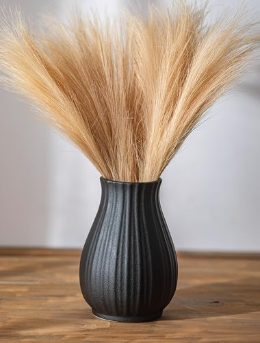 NUPTIO Ceramica Nero Vaso per Fiori: 20,5 Moderno Pampas Vasi per Camera Soggiorno Cucina Salotto Tavola - Decorativi Boho Centrotavola per Pasqua Interno Casa