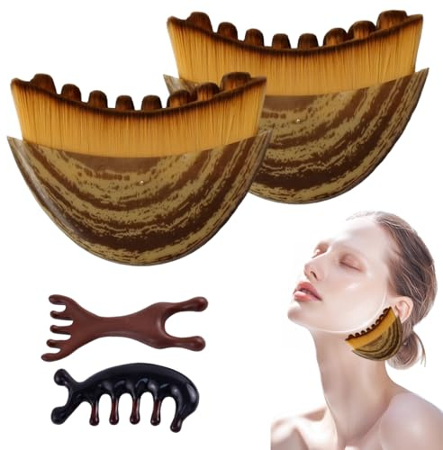 VRYNDH Cepillo Facial de 2 Piezas Drenaje Linfático - Masajeador de 2 piezas,Cepillo de Contorno para Rostro, cepillo facial- Cepillado en Seco con Cerdas Suaves para Masaje y Tensado Facial