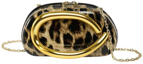 TIEZHICHESHI mode avslappnad axelväska slung kreativ leopardväska, Khaki