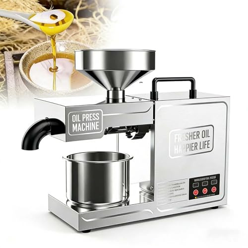 EXSHUING Pressa Per Olio Automatica, Estrattore Di Olio Elettrico Commerciale Ad Alta Resa Per Uso Domestico, Pressa A Caldo/A Freddo Da 820 W Per Arachidi, Semi Di Girasole, Resa Del 95%