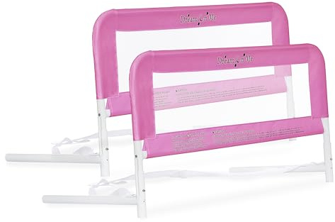 Dream On Me Lightweight Mesh Security Adjustable Bed Rail Double Pack With Breathable Mesh Fabric In Pink