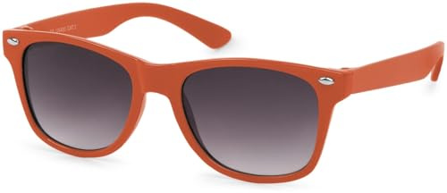styleBREAKER Gafas de sol Kids Nerd con montura de plástico y lentes de policarbonato, diseño clásico retro 09020056, color:Marco naranja/vidrio gris degradado