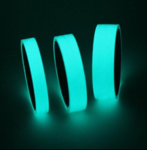 Miya hochwertige 10m Phosphor Klebeband (hell Blau-grün) Markierungsband Leuchtband nachtleuchtend wassdicht Anti. (15mm) ca.6-8 Stunden hell leuchten