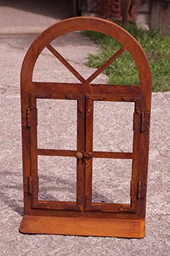 Edelrost Fenster Halbbogen klein Höhe 45 cm Nostalgiefenster zum Öffnen