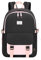 Acmebon Sac à Dos pour Jeunes écolières Sac à Dos pour Femmes Noir avec Rose
