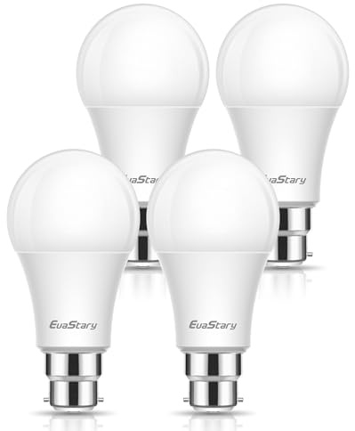 EvaStary 100W Bayonet Light Bulbs, 13W B22 LED Bayonet Bulbs Daylight White 6000K, BC A60 GLS Frosted Energy Saving Light Bulbs Bayonet, Non-dimmable, 4 Pack
