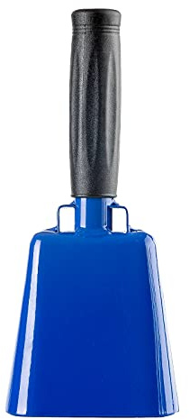 Steel Cow Bell with Handle Cowbells,Cheering Bell and Loud Noise Makers Hand Bells for Sporting Events,Football Games,School Bell,Farm Hand Chimes Percussion Musical Instruments (8 inch Blue)