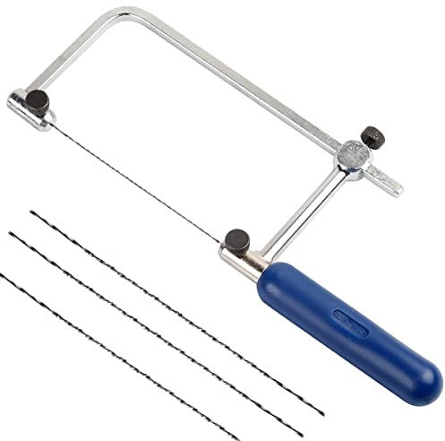 Mini Hacksaw,Scies à Main Scie à Bois Outil de Coupe,Réglable U Type Bijoux Scie, Réglable Polyvalent Cadre de Scie en Forme de U Avec 4 Lames de Scie en Spirale, pour Verre Métal