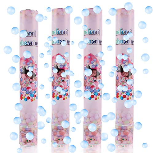 Konfettikanone Schaumkugel*4pcs, XiXiRan Konfettikanone Geburtstag, 38cm Party Popper, Konfetti Pistolen Set, Konfetti Bombe, Konfetti Shooter, Konfettikanone Gender Reveal, Konfetti Kanonen