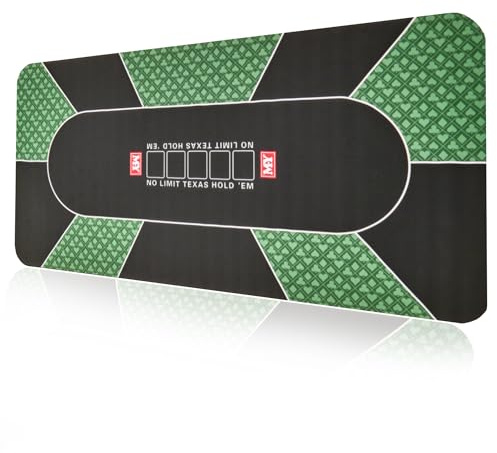 M.Y Professional Poker Mat 180cm x 90cm | Extra Large 10 Player Texas Hold'em Poker Table Top Mat Layout | Includes Portable Carry Bag