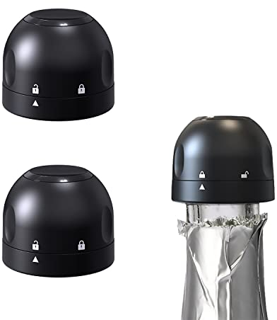 VINAK - (2 UNITÀ) Tappo per bottiglie di champagne | spumante | cava | bevande spumanti | Con chiusura ermetica e sistema di blocco di sicurezza per una conservazione eccellente