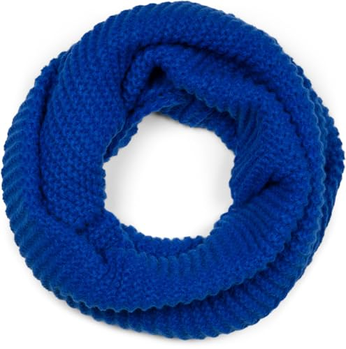 styleBREAKER Unisex Strick Loop Schal Einfarbig mit Wellenmuster, warmer Winter Strickschal, Schlauchschal 01018169, Farbe:Royalblau