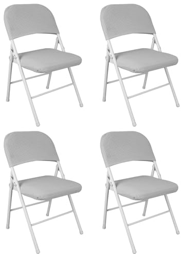 IGTOPS Coprisedia elasticizzato, fodera per sedia pieghevole, in velluto, rimovibile, lavabile, per sedie da pranzo, matrimonio, ufficio, banchetti, feste, decorazione universale (4, grigio chiaro)
