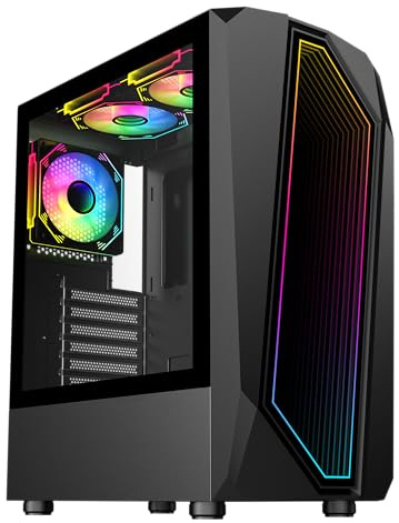 GameMax Time Bandit Black With Infinity Front Panel & Tempered Glass Side Panel ATX PC Gaming Case with 3 x 120mm Infinity PWM Fans & PWM ARGB Hub Included