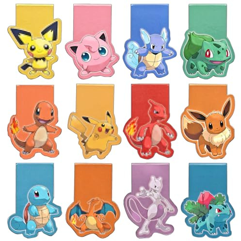 YFCHOTI Lot de 12 marque-pages magnétiques pour enfants, motifs de dessins animés colorés, accessoires de lecture de livres, petits cadeaux pour amis, enseignants, élèves, rentrée des classes et