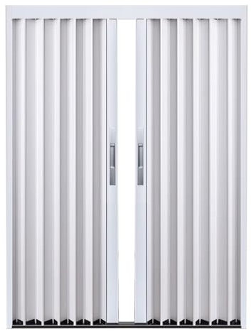Porte pliante en aluminium avec serrure pour cuisine, salle de bain, douche, porte de grange blanche pour porte/buanderie 161 x 203 cm