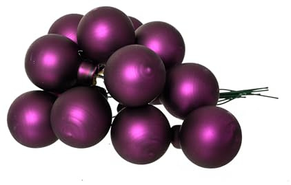Weihnachtskugeln am Draht Glas 2,5cm x 12 Stück Spiegelbeeren Matt - kleine Dekokugeln - Christbaumschmuck & Weihnachtsdeko - Feige