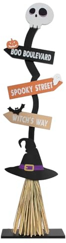 Halloween Broom - Prop di Scopa Halloween, in Legno Rustico | Accessorio per Portico Anteriore Portiere Giardino Fattoria Soggiorno Camera da Letto