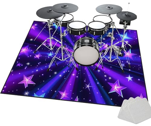 Elektrisches Schlagzeug Teppich - Akustik Schlagzeugteppich - Schallschutzmatte Drum Rug - Rutschfeste Trommel Teppiche - Schallschutz Teppichmatte - Music Carpet Innen und Außen 140 x 120 cm
