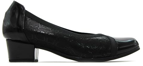 Doctor CUTILLAS - Zapato para Mujer,salón con tacón Ancho de 4cm,Sencillo,clásico,Plantilla Extraible,con Brillo para: Mujer Color: Negro Talla:37