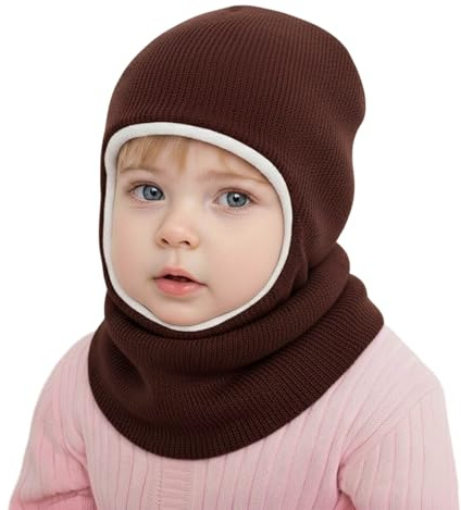 DRESHOW Gorro de Punto para Bebé Niño Niña Capucha Suave Invierno Sombreros y Bufandas con Forro Polar para Pequeños Niños Niñas 1-6 Años
