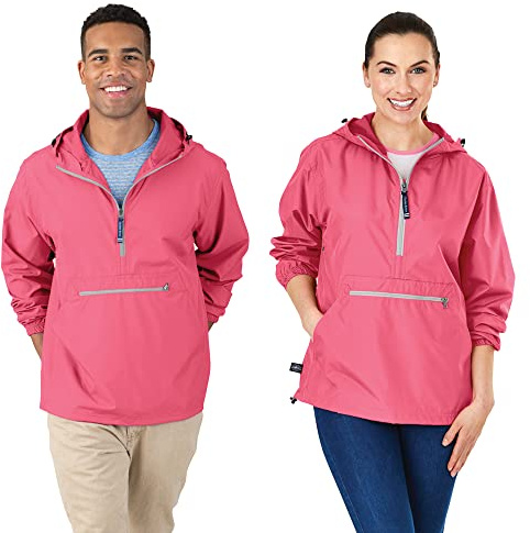 Charles River Apparel Unisex Pack-N-Go Pullover, Men's & Women's Anorak, Coral, Medium