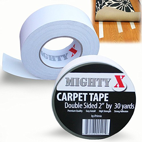 iPrimio Mighty X Extra Thick Double-Sided Indoor Rug & Carpet Tape Heavy-Duty Carpet, Mat, & Hardwood Floor Tape for Area Rugs & Large Rugs - Wood & Mounting Tape (30 Yards x 2 Inches)