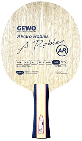 GEWO Erwachsene Tischtennis Holz Holz Alvaro Robles Off/Pro Player Series, Gelb/rot, Anatomisch, 862100002
