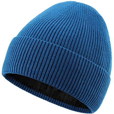 Connectyle Kids Beanie Hat Warm Winter Hats for Boys Girls Fleece Lined Knit Cap (Deep Blue, L:1T-5T(48cm-52cm))