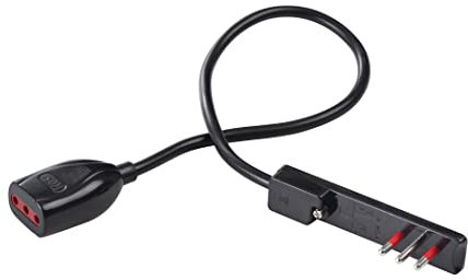 ROSI Prolunga 0.5Mt FLAT 10A Nera, Spina Ultrapiatta con 50cm di Prolunga e presa piccola da 10Ah