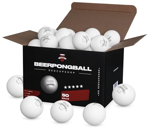 RedCupShop® Beer Pong Bälle (50 Stück) - Hochwertige Beerpong Bälle | Perfekt für das Partyspiel Bier Pong | Tischtennisbälle | Offizielle Wettkampfqualität | Bierpong Zubehör