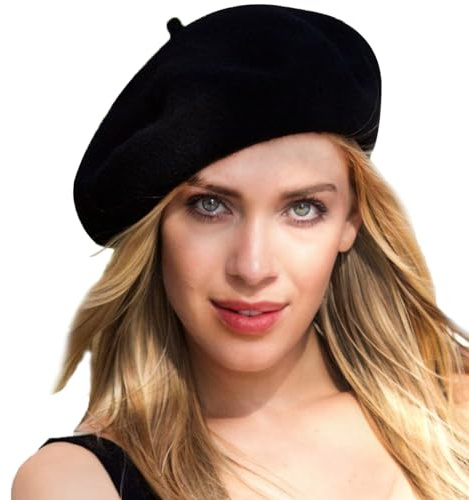 Yanmucy French Beret Vintage Beret Hats for Women Solid Color Classic French Beret Hats Winter Warm Cap for Women & Men (Black)
