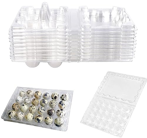 QIUMING 24 Grilles 10Pièce Oeuf de Caille Cartons boîtes pour œufs de caille Plateaux à Œufs de Caille en PET transparentes Boîte à œufs Avec Couvercle pour petits œufs, caille, faisan, poulais (A)