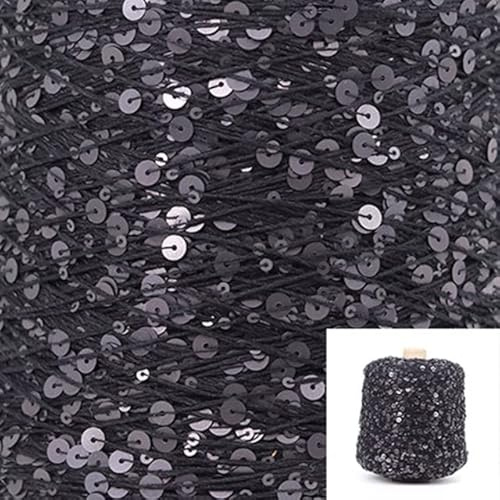 500 g/Stränge Baumwoll-Paillettengarn, 6 mm + 3 mm, Pailletten, Handstrickgarn, Faden, luxuriös, glitzernd, weiches Seil, DIY-Material