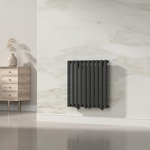 [neu.haus] Termosifone da Parete Radiatore Design Riscaldamento ad Acqua Calda Termoarredo a Pannello Singolo con Elementi Tubolari 60 x 60 cm - Nero