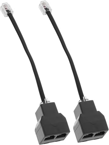 WATIIFUFU Adaptateur Téléphonique Rj11 Rj14 6p4c Détachable 2 Pièces Pour Ligne Fixe, Connecteur 4 Conducteurs, Répartiteur Câble Téléphone Noir Portable Bureau Maison