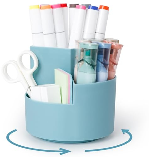 AiQInu Organizador Escritorio, Portalápices Giratorio, Portalapices Con 3 Compartimentos, Soporte Para Lápices de 360 Grados, Gran Capacidad, para Suministros de Oficina en Casa