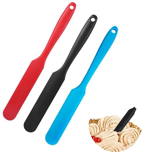 3 stycken stekspade degskrapa silikon bakredskap köksredskap set spatel smal silikonspatel handtag för skrapning av såser silikon köksredskap omrörning surdegstartare