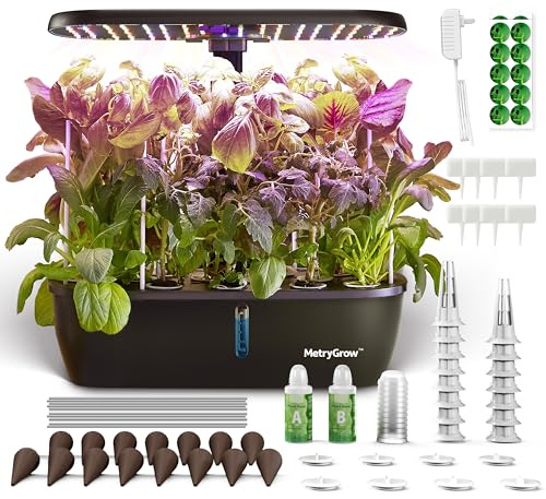 MG-15 Hydroponic Growing System Kits, Smart Indoor Garden with 24W Grow LED Light Full Spectrum, 15 Pods Herb Garden Planter Indoor Gardening for Gifts, Kitchen