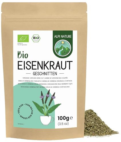 Alpi Nature Verbena Infusión Orgánica 100g, Hierba de Verbena Secada y Cortada, Té Suelto