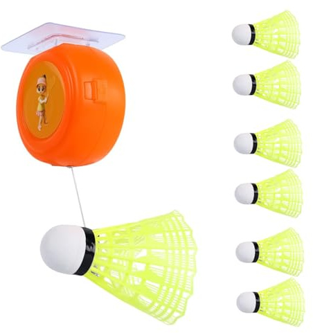 NASSMOSSE Entrenador de Rebote de bádminton, 6 Piezas Kit de Entrenamiento de Pelota de bádminton de Auto-Ejercicio Brillante Cordones elásticos para niños Adultos