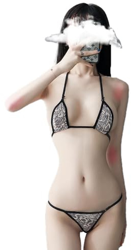 ZYTC Micro Bikini Estremo San Valentino Esotico Usura Danzatrice Abiti String Perizoma Sexy Reggiseno e Panty Set per le Donne, Marrone, taglia unica