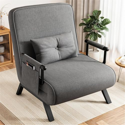 YOUDENOVA Schlafsessel 4 in 1 mit Bettfunktion, Schlafsofa mit 5-Fach Verstellbarer Rückenlehne, 150 kg belastbar, Sofa mit Aufhängetasche, Schlafcouch, Gästebett, Klappsofa, 184 × 63 cm, Beige